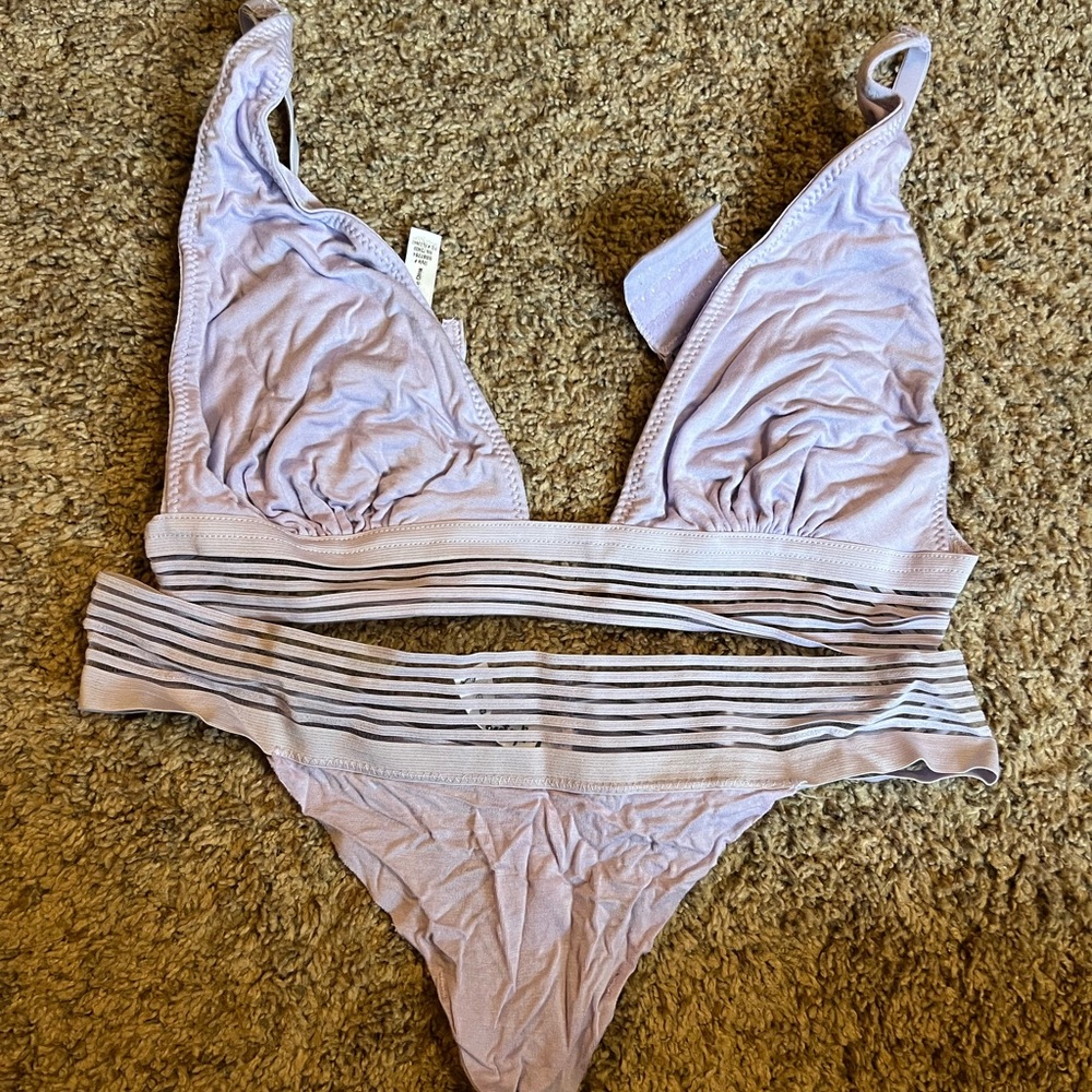 Lavender Striped Women's Intimate Set